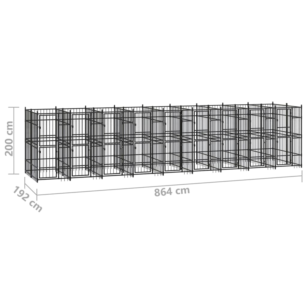 Outdoor Dog Kennel Steel 16.59 m?