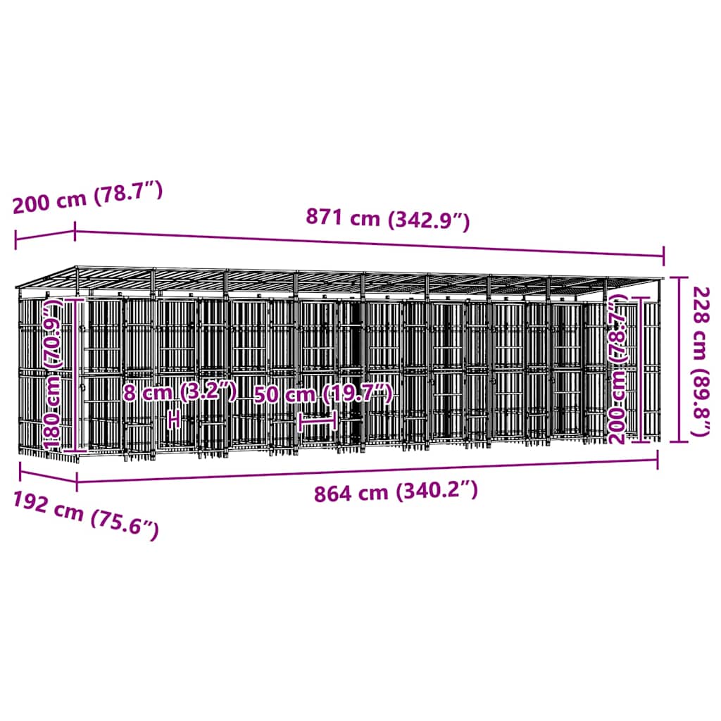Outdoor Dog Kennel Steel 16.59 m?