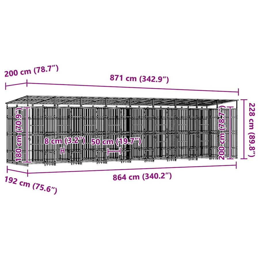Outdoor Dog Kennel Steel 16,59 m²