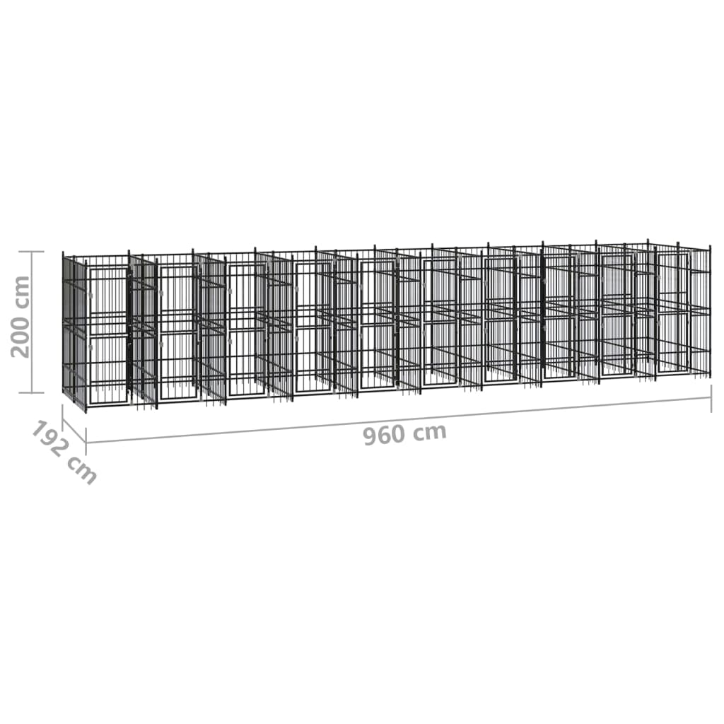 Outdoor Dog Kennel Steel 18.43 m?