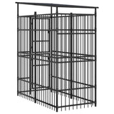 Outdoor Dog Kennel with Roof Steel 1.84 m?