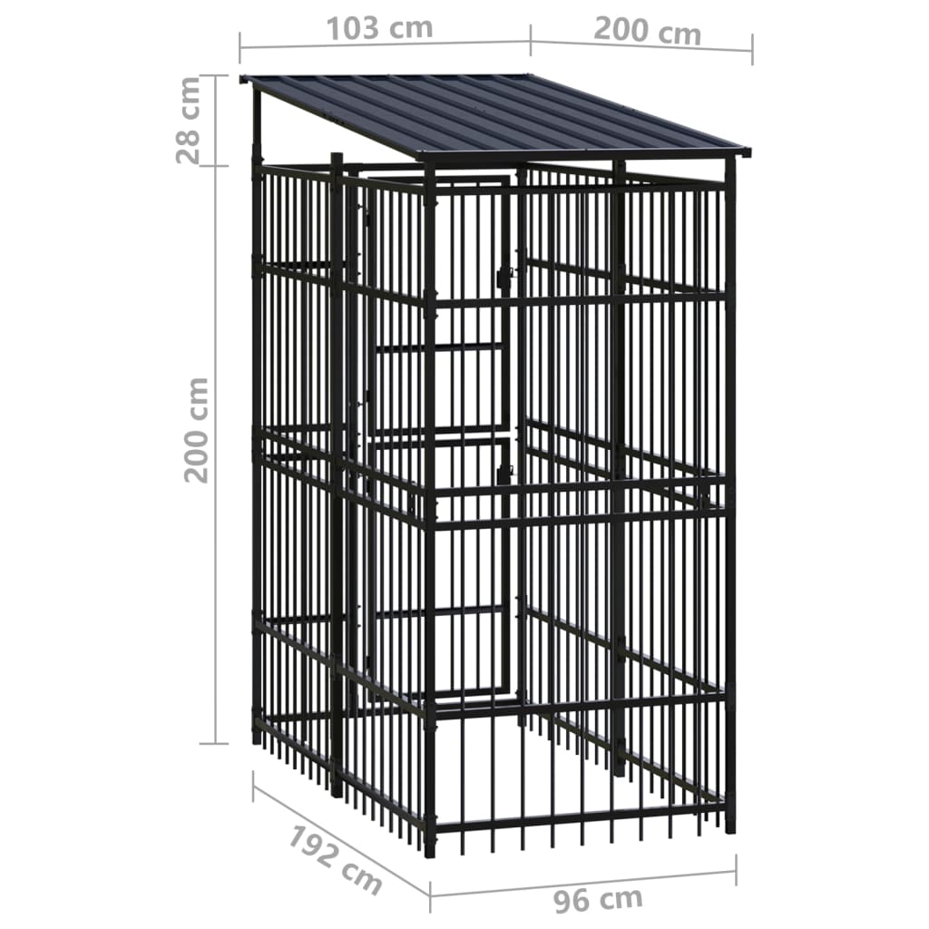 Outdoor Dog Kennel with Roof Steel 1.84 m?