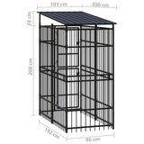 Outdoor Dog Kennel with Roof Steel 1.84 m² - Low Angle
