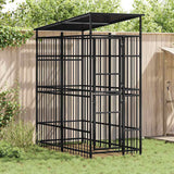 Outdoor Dog Kennel with Roof Steel 1.84 m?