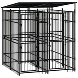 Outdoor Dog Kennel with Roof Steel 3.69 m?