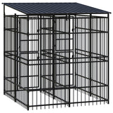 Outdoor Dog Kennel with Roof Steel 3.69 m?