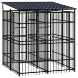 Outdoor Dog Kennel with Roof Steel 3.69 m² - Top-Down View