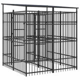 Outdoor Dog Kennel with Roof Steel 3.69 m?