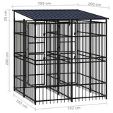 Outdoor Dog Kennel with Roof Steel 3.69 m² - Low Angle