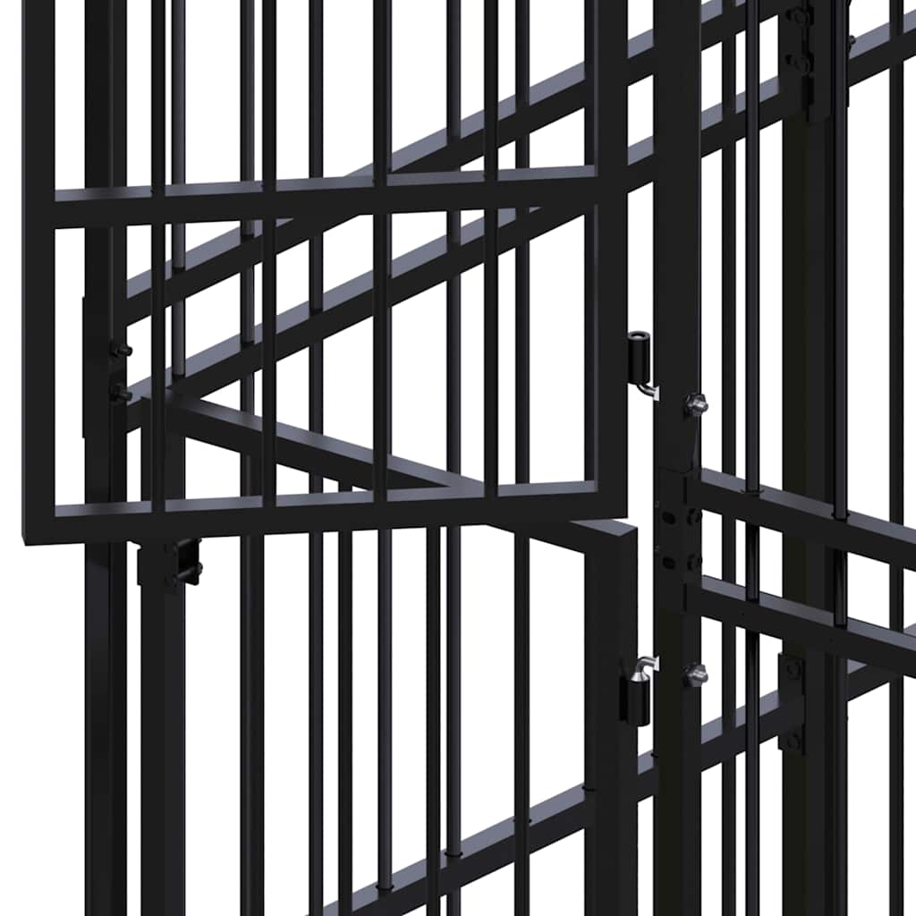 Outdoor Dog Kennel with Roof Steel 3.69 m?