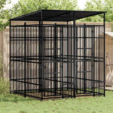 Outdoor Dog Kennel with Roof Steel 3.69 m?