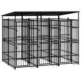 Outdoor Dog Kennel with Roof Steel 5.53 m?