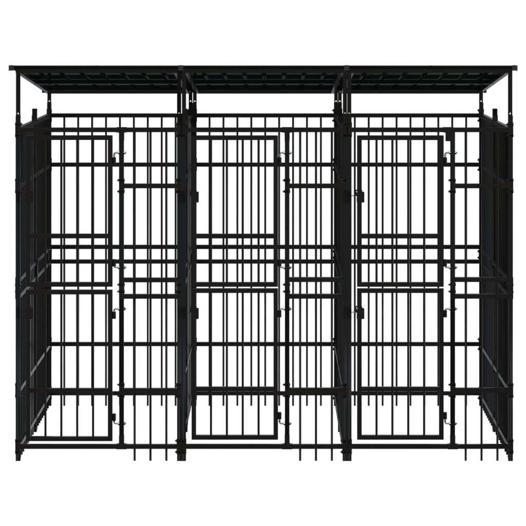 Outdoor Dog Kennel with Roof Steel 5.53 m²