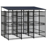Outdoor Dog Kennel with Roof Steel 5.53 m?