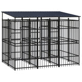 Outdoor Dog Kennel with Roof Steel 5.53 m² - Top-Down View