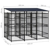 Outdoor Dog Kennel with Roof Steel 5.53 m² - Low Angle