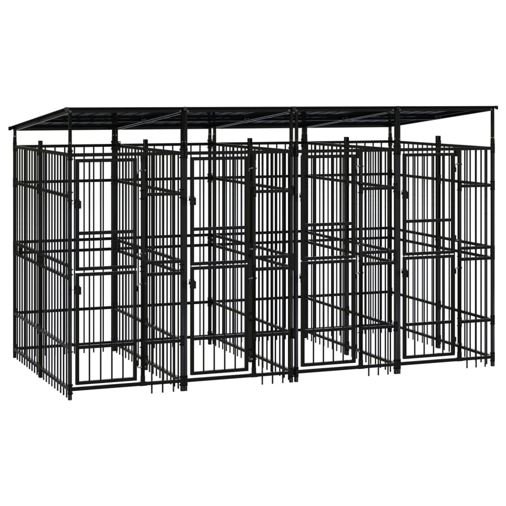Outdoor Dog Kennel with Roof Steel 7.37 m?