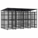 Outdoor Dog Kennel with Roof Steel 7,37 m²