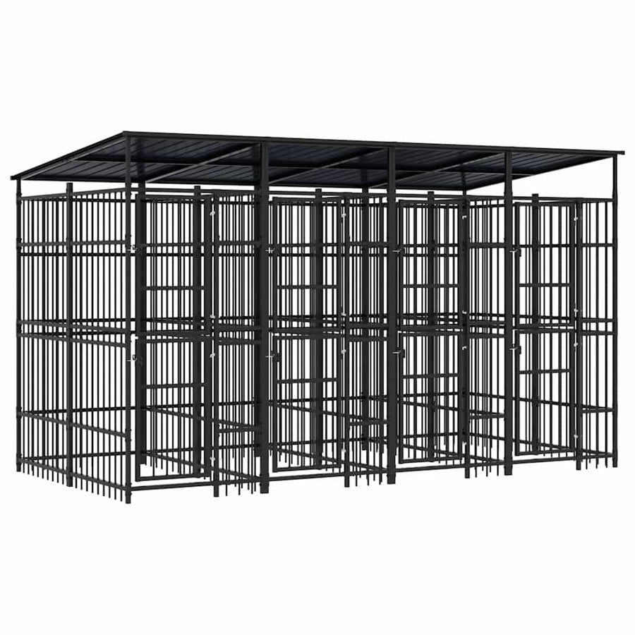 Outdoor Dog Kennel with Roof Steel 7,37 m²