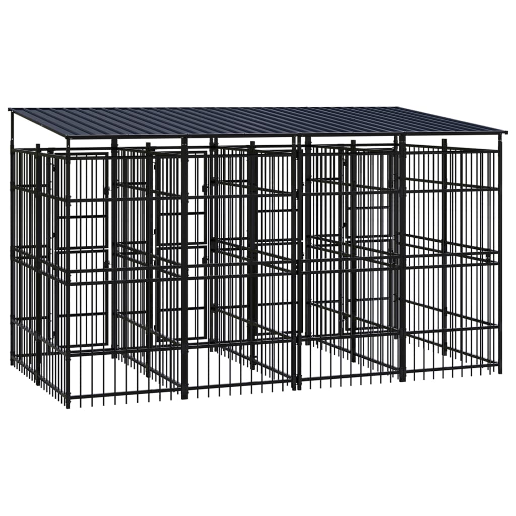 Outdoor Dog Kennel with Roof Steel 7.37 m?