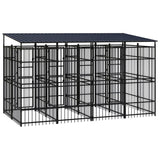 Outdoor Dog Kennel with Roof Steel 7.37 m?