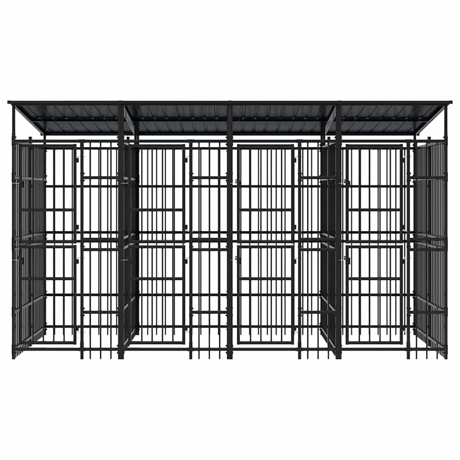 Outdoor Dog Kennel with Roof Steel 7,37 m²