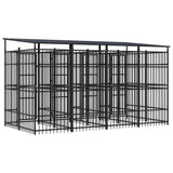 Outdoor Dog Kennel with Roof Steel 7.37 m?