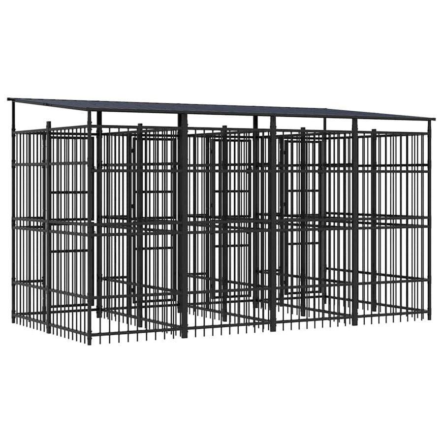 Outdoor Dog Kennel with Roof Steel 7,37 m²