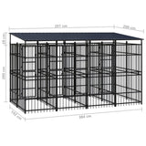 Outdoor Dog Kennel with Roof Steel 7.37 m² - Low Angle