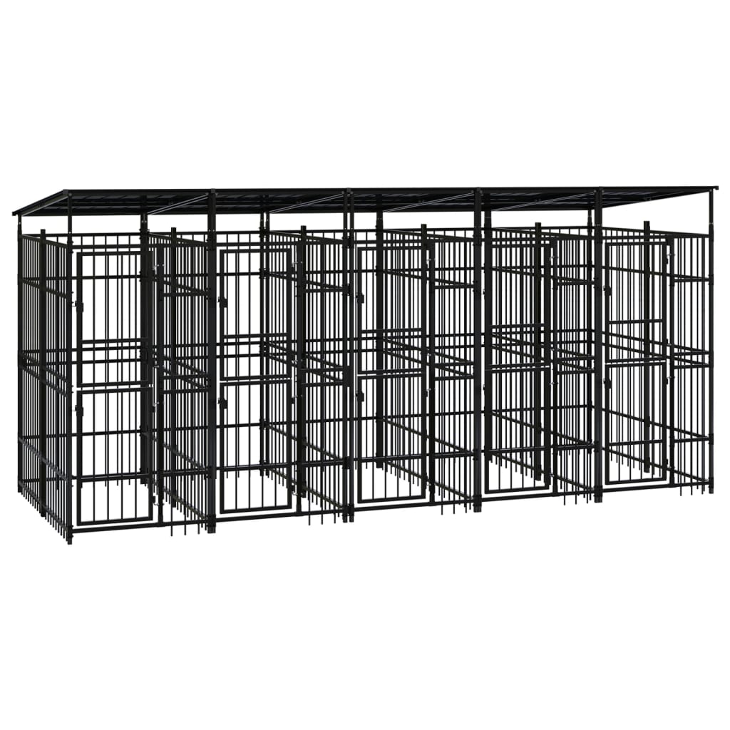 Outdoor Dog Kennel with Roof Steel 9.22 m?