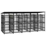 Outdoor Dog Kennel with Roof Steel 9.22 m²