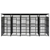 Outdoor Dog Kennel with Roof Steel 9.22 m² - Front View