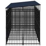 Outdoor Dog Kennel with Roof Steel 9.22 m² - Side View