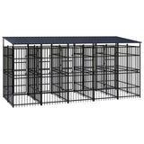 Outdoor Dog Kennel with Roof Steel 9.22 m² - Top-Down View