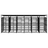 Outdoor Dog Kennel with Roof Steel 11.06 m² - Front View