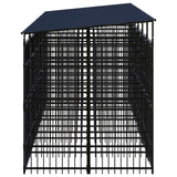 Outdoor Dog Kennel with Roof Steel 11.06 m² - Side View