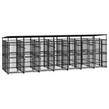 Outdoor Dog Kennel with Roof Steel 12.9 m²