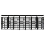 Outdoor Dog Kennel with Roof Steel 12.9 m² - Front View