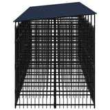 Outdoor Dog Kennel with Roof Steel 12.9 m² - Side View