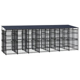 Outdoor Dog Kennel with Roof Steel 12.9 m² - Top-Down View