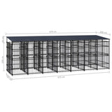 Outdoor Dog Kennel with Roof Steel 12.9 m² - Low Angle
