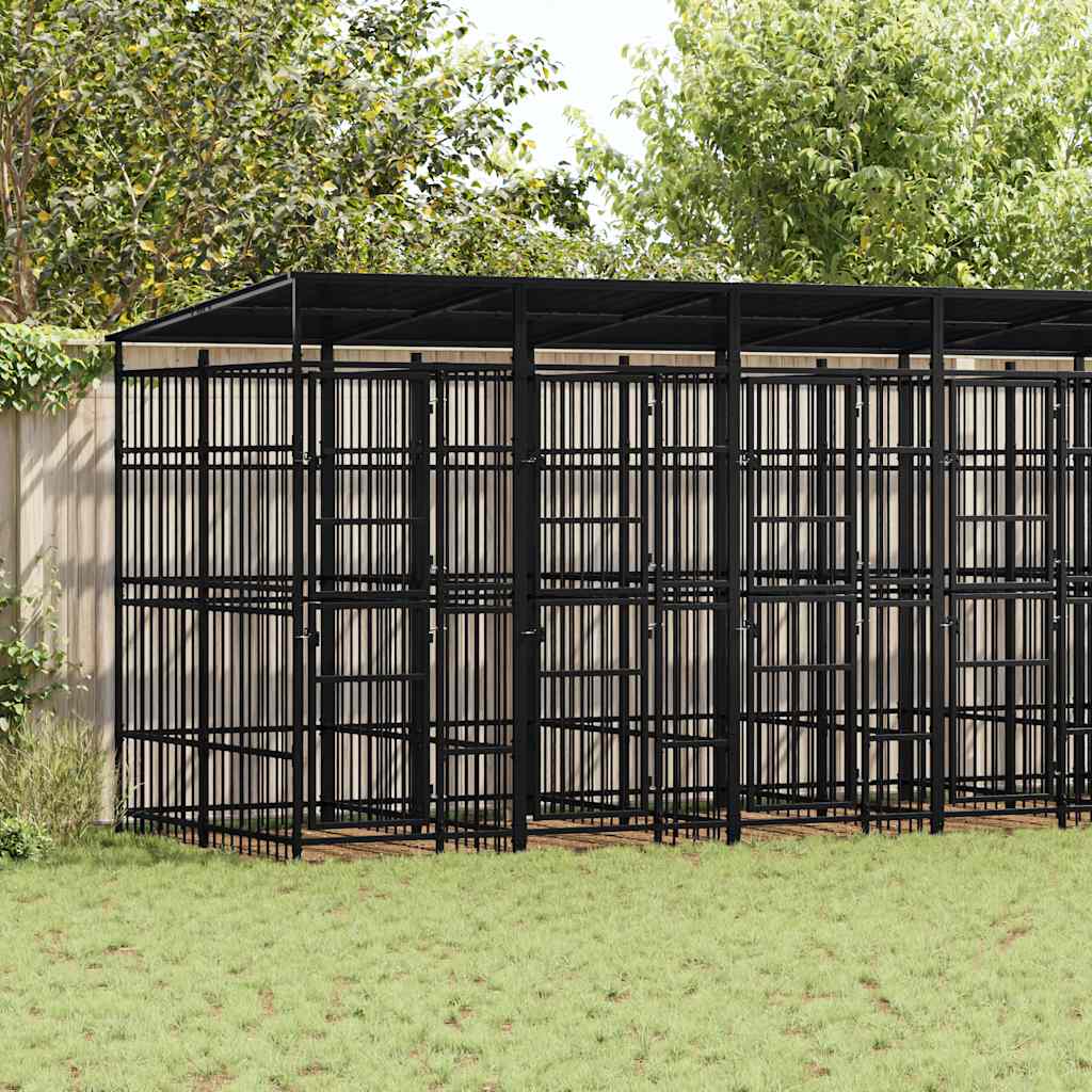 Outdoor Dog Kennel with Roof Steel 12.9 m?