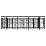 Outdoor Dog Kennel with Roof Steel 14.75 m² - Front View