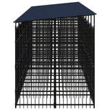Outdoor Dog Kennel with Roof Steel 14.75 m² - Side View