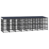 Outdoor Dog Kennel with Roof Steel 14.75 m² - Top-Down View