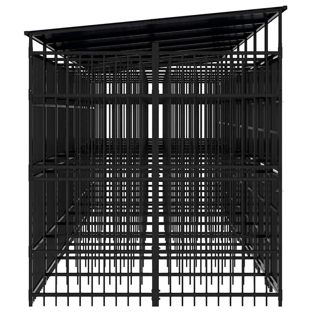 Outdoor Dog Kennel with Roof Steel 14.75 m?