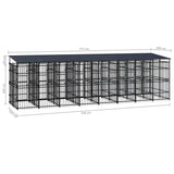 Outdoor Dog Kennel with Roof Steel 14.75 m² - Low Angle