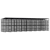 Outdoor Dog Kennel with Roof Steel 16.59 m? - Front View