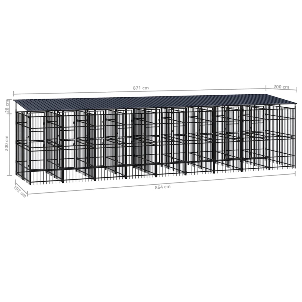 Outdoor Dog Kennel with Roof Steel 16.59 m?