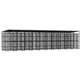 Outdoor Dog Kennel with Roof Steel 18.43 m? - Front View